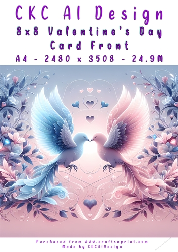 Birds Kissing Valentines Day Card Front 8x8
