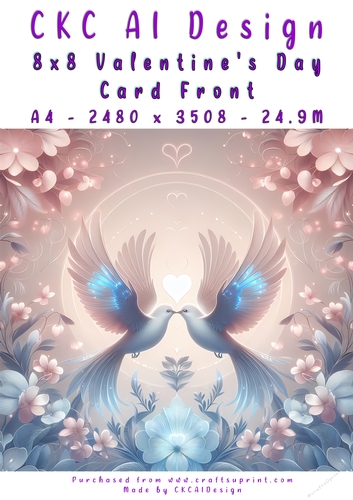 Birds Kissing Valentines Day Card Front 8x8