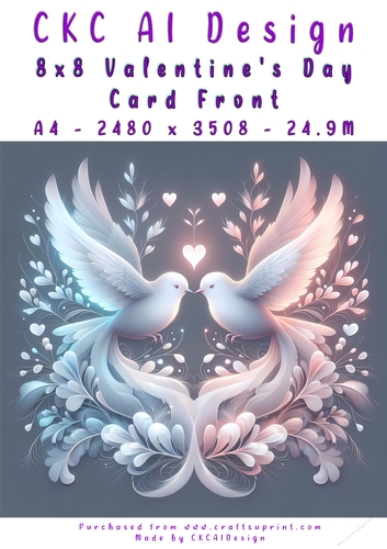 Birds Kissing Valentines Day Card Front 8x8