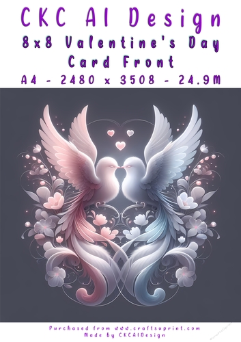 Birds Kissing Valentines Day Card Front 8x8