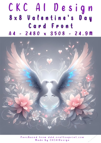 Birds Kissing Valentines Day Card Front 8x8