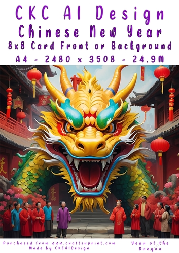 Chinese New Year 8x8 Card Front Dragon Design