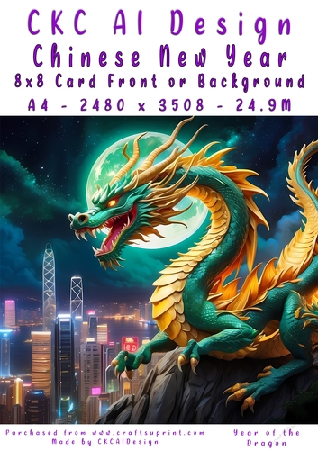 Chinese New Year 8x8 Card Front Night Dragon Design