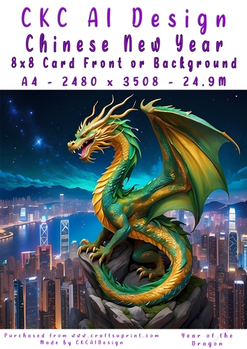 Chinese New Year 8x8 Card Front Night Dragon Design