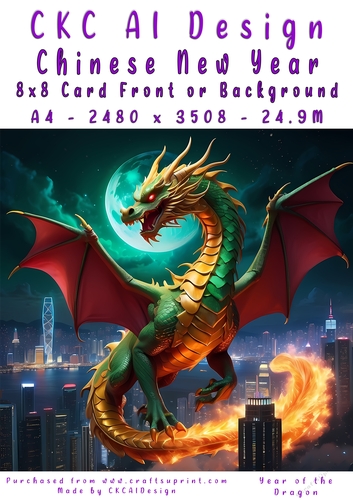 Chinese New Year 8x8 Card Front Night Dragon Design