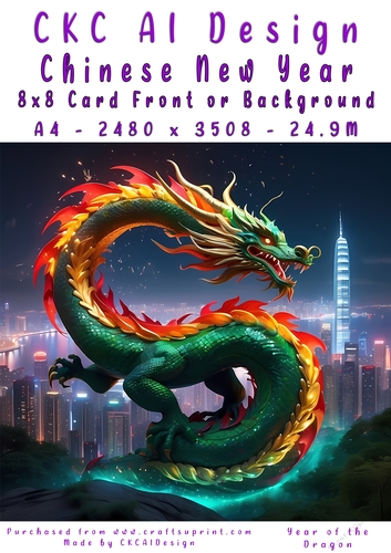 Chinese New Year 8x8 Card Front Night Dragon Design