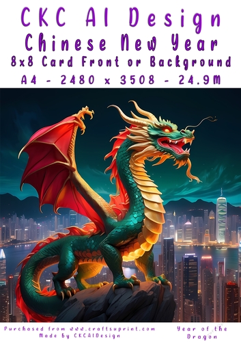 Chinese New Year 8x8 Card Front Night Dragon Design