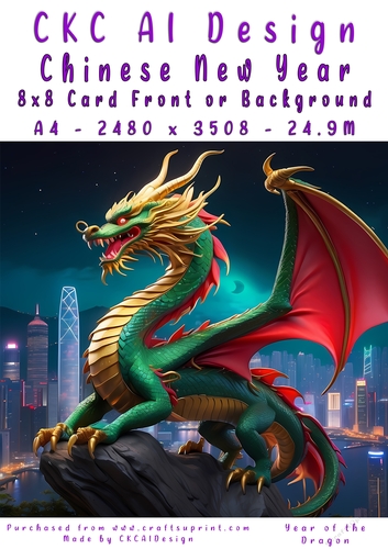 Chinese New Year 8x8 Card Front Night Dragon Design