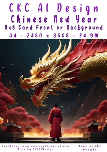 Chinese New Year 8x8 Card Front Night Dragon Design