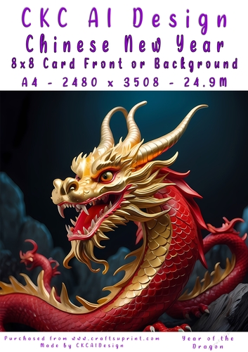 Chinese New Year 8x8 Card Front Night Dragon Design