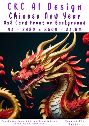 Chinese New Year 8x8 Card Front Night Dragon Design