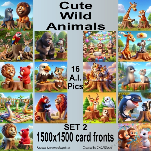 16 - 1500x1500 Cute Wild Animals having a chat Set 2