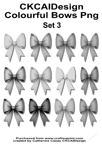 Beautiful Bows 12 colourful bows on Pngs Set 3
