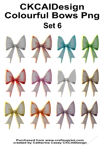 Beautiful Bows 12 colourful bows on Pngs Set 6