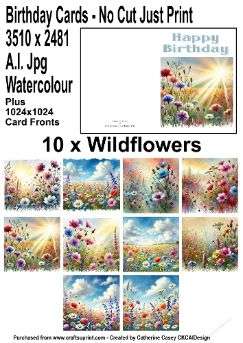 No Cut Just Print Birthday Cards Wildflower Fields