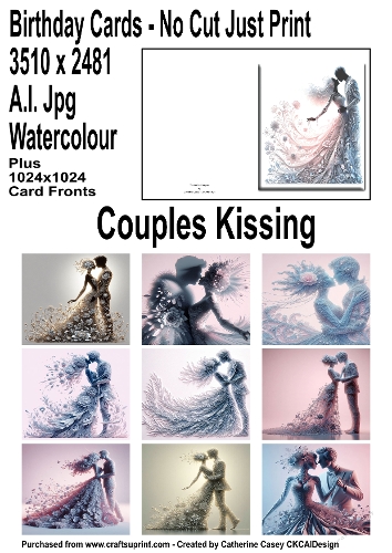 No Cut Just Print Cards with Couples embracing and kissing
