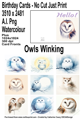 No Cut Just Print Cards with the cutest owls giving us a wink
