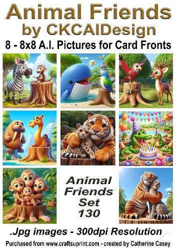 8 - 8x8 Card Fronts/Toppers of Animal Friends around the world Set 130