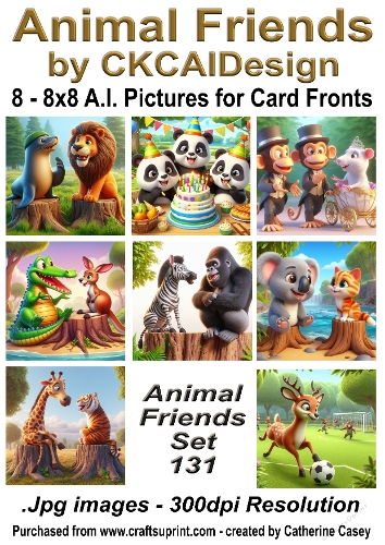 8 - 8x8 Card Fronts/Toppers of Animal Friends around the world Set 131