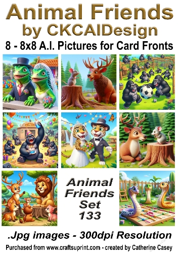 8 - 8x8 Card Fronts/Toppers of Animal Friends around the world Set 133