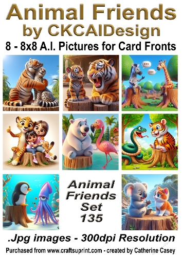 8 - 8x8 Card Fronts/Toppers of Animal Friends around the world Set 135