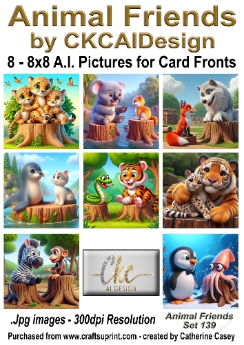 8 - 8x8 Card Fronts/Toppers of Animal Friends around the world Set 139