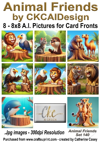 8 - 8x8 Card Fronts/Toppers of Animal Friends around the world Set 140