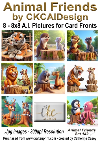 8 - 8x8 Card Fronts/Toppers of Animal Friends around the world Set 142