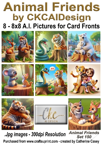 8 - 8x8 Card Fronts/Toppers of Animal Friends around the world Set 150