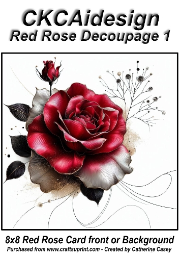 Red Rose kit 1 Decoupage card rose 8x8