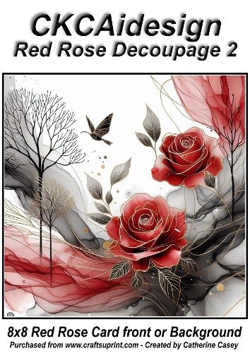 Red Rose kit 2 Decoupage card rose 8x8