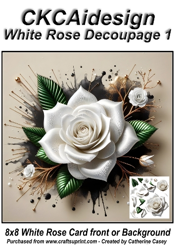 White Rose kit 1 Decoupage card rose 8x8