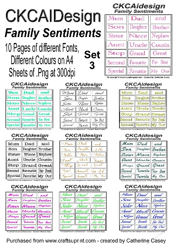 10 Pages of Family Sentiments DIfferent Fonts Different Colours .png - Set 3