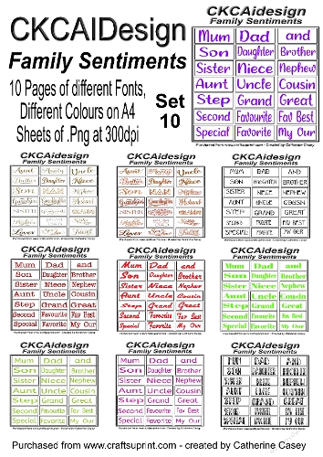 10 Pages of Family Sentiments DIfferent Fonts Different Colours .png - Set 10