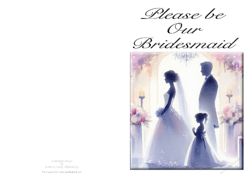 Please be Our Bridesmaid - NCJP A4 Card Landscape - Watercolour No. 1
