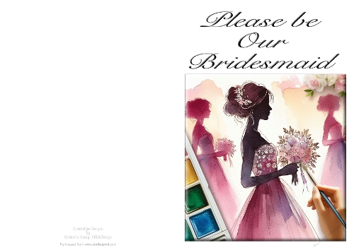 Please be Our Bridesmaid - NCJP A4 Card Landscape - Watercolour 2