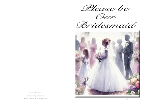 Please be Our Bridesmaid - NCJP A4 Card Landscape - Watercolour 3