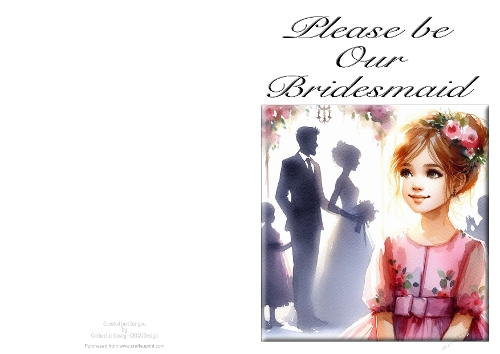 Please be Our Bridesmaid - NCJP A4 Card Landscape - Watercolour 4