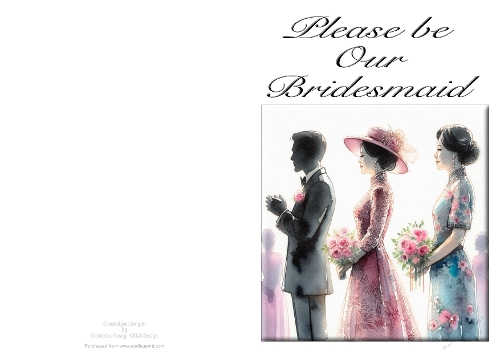 Please be Our Bridesmaid - NCJP A4 Card Landscape - Watercolour 5