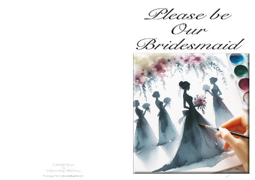 Please be Our Bridesmaid - NCJP A4 Card Landscape - Watercolour 6