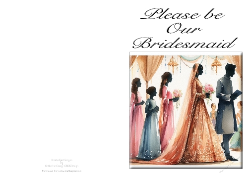 Please be Our Bridesmaid - NCJP A4 Card Landscape - Watercolour 8