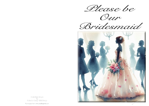 Please be Our Bridesmaid - NCJP A4 Card Landscape - Watercolour 11