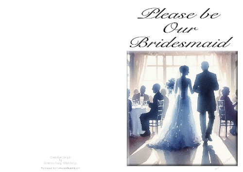 Please be Our Bridesmaid - NCJP A4 Card Landscape - Watercolour 12