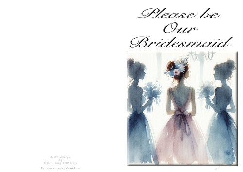 Please be Our Bridesmaid - NCJP A4 Card Landscape - Watercolour 13