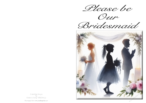 Please be Our Bridesmaid - NCJP A4 Card Landscape - Watercolour 14