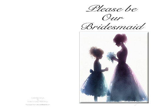 Please be Our Bridesmaid - NCJP A4 Card Landscape - Watercolour 15