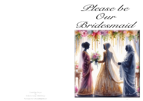Please be Our Bridesmaid - NCJP A4 Card Landscape - Watercolour 17