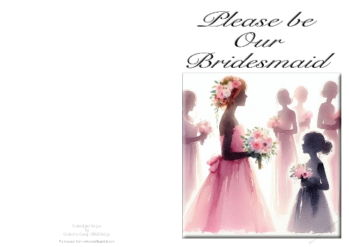 Please be Our Bridesmaid - NCJP A4 Card Landscape - Watercolour 19