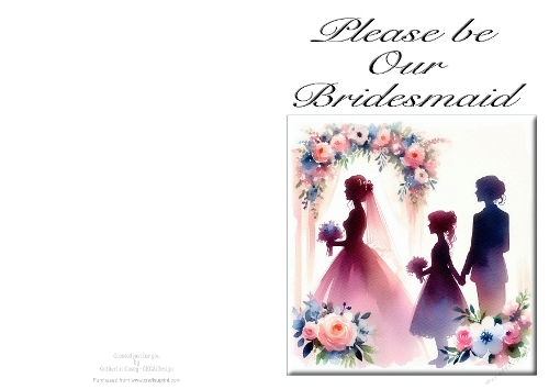 Please be Our Bridesmaid - NCJP A4 Card Landscape - Watercolour 20