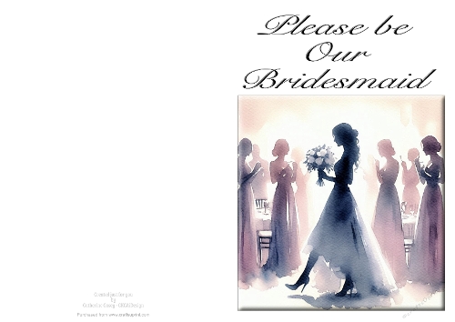 Please be Our Bridesmaid - NCJP A4 Card Landscape - Watercolour 21